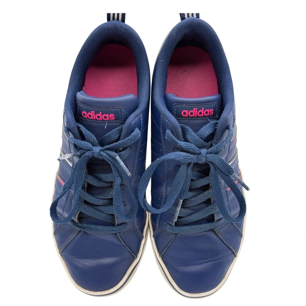 Adidas VS Pace Sneakers Women‎ Size 7 Navy Blue Pink Orange Stripes Retro Shoes